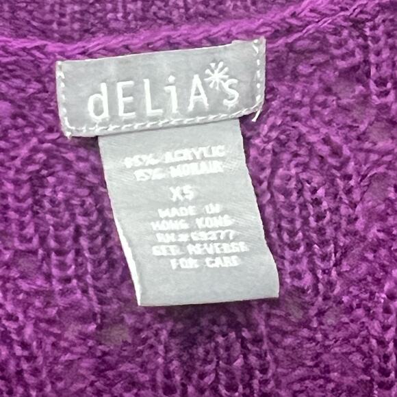 Y2K Delias Purple Size XS Deep V Sweater Knit Long Vest Cap Sleeve Mohair Blend - Picture 8 of 8